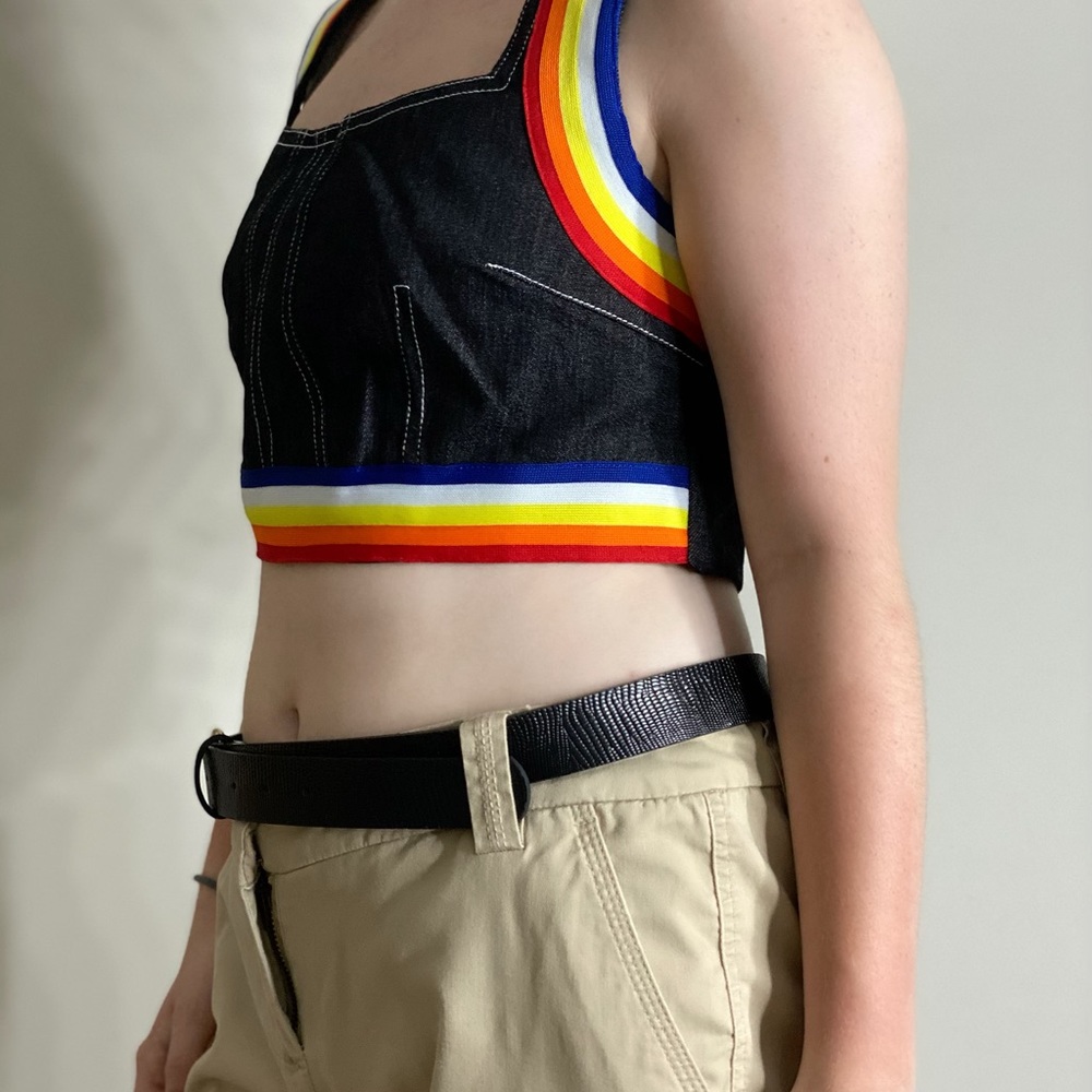 Denim rainbow croptop 🤟